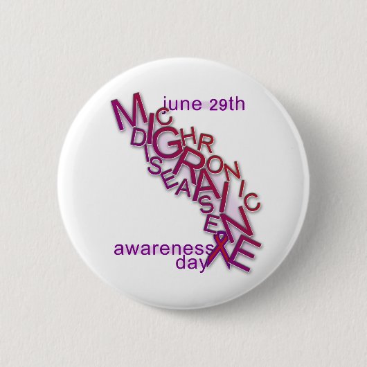 慢性の片頭痛の病気-単語の争奪-ボタン 缶バッジ (正面)