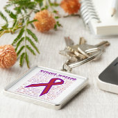 慢性の片頭痛-徴候及びリボンKeychain キーホルダー (側面)