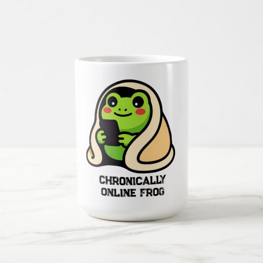 慢性オンラインカエル 楽しいミーム コーヒーマグカップ (中央)