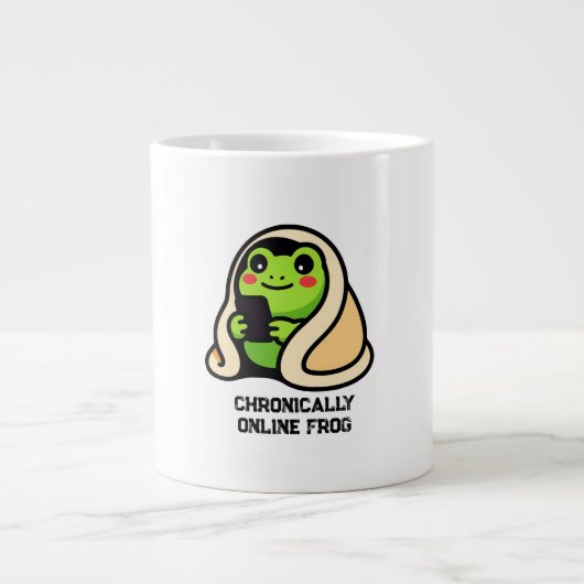 慢性オンラインカエル 楽しいミーム ジャンボコーヒーマグカップ (正面)