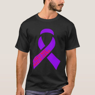 慢性片頭痛戦闘紫色のリボン頭痛Wa Tシャツ