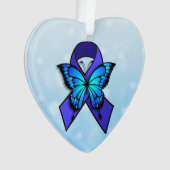 慢性疲労リボンと蝶のクリスマス オーナメント (正面)