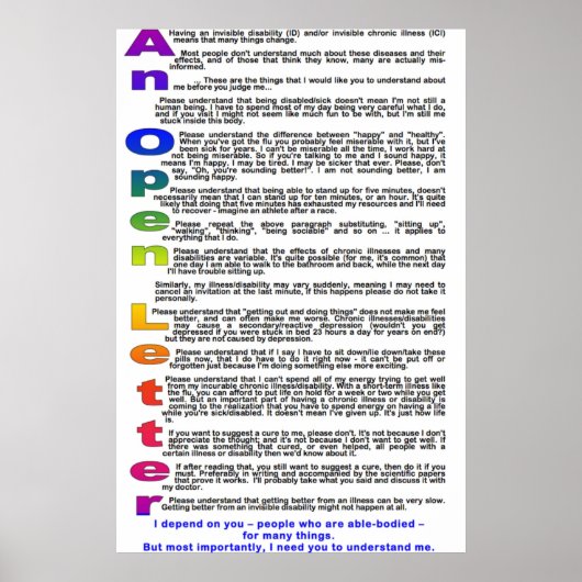 慢性疾患のない人への公開書簡 ポスター (正面)