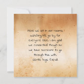 慢性的に病気にかかった友人への愛と支援 カード (裏面)