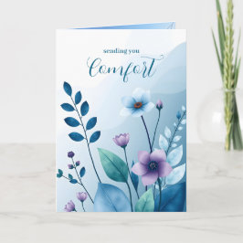 慰めのブルーの花の葉の共感 カード