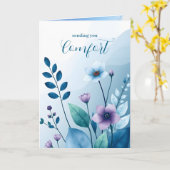 慰めのブルーの花の葉の共感 カード (黄色い花)