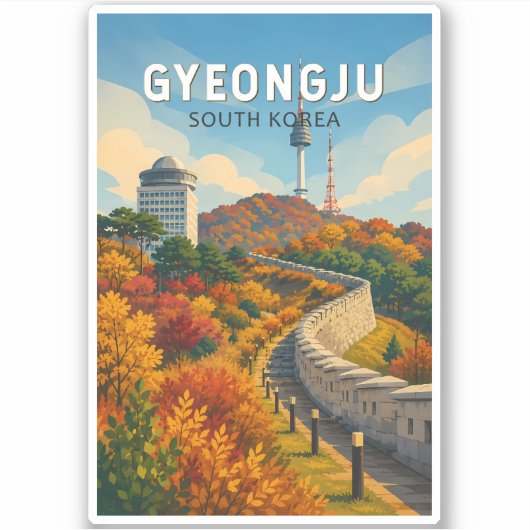 慶州韓国イラスト旅行アート シール (正面)