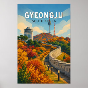 慶州韓国イラスト旅行アート ポスター