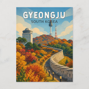 慶州韓国イラスト旅行アート ポストカード