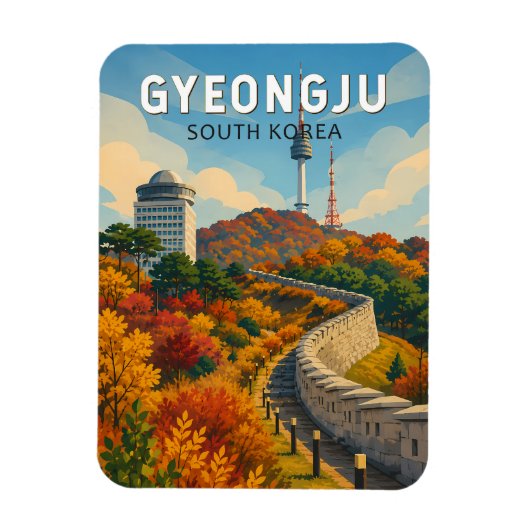慶州韓国イラスト旅行アート マグネット (縦)