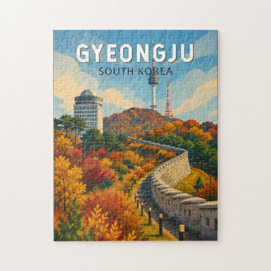 慶州 韓国 イラスト 旅行 アート ジグソーパズル (縦)