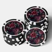 憂鬱な花の水彩画 ダークレッド柄 ポーカーチップ (積み重ね)