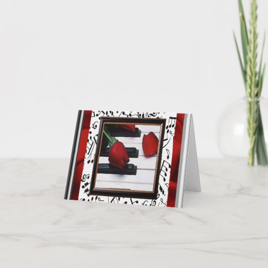 憂鬱な音楽とバラのノートカード カード (正面)