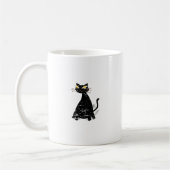 憂鬱な黒い太った猫 コーヒーマグカップ (左)