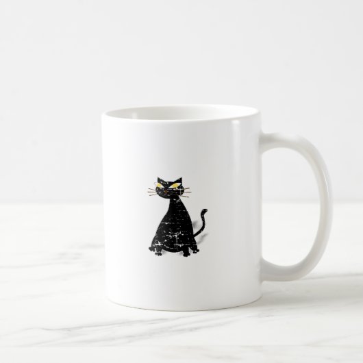 憂鬱な黒い太った猫 コーヒーマグカップ (右)