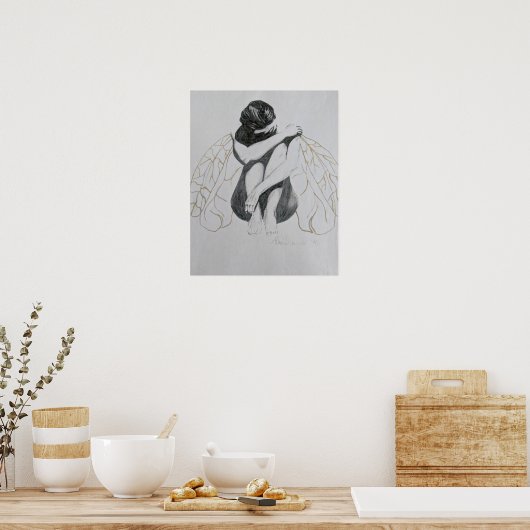 憂鬱、悲しみ、うつ病、妖精、妖精の芸術 ポスター (キッチン)