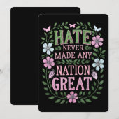 憎しみが偉大な国を作ったことはない フローラル 招待状 (正面/裏面)