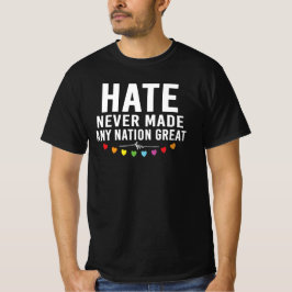 憎しみが偉大な国を作ったことはない 抗議の名言 Tシャツ
