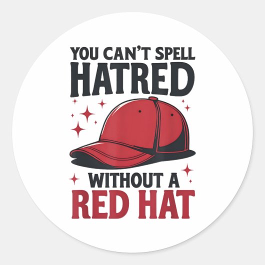 憎しみの文字を並べるのにRed+Hatは必要 ラウンドシール (正面)