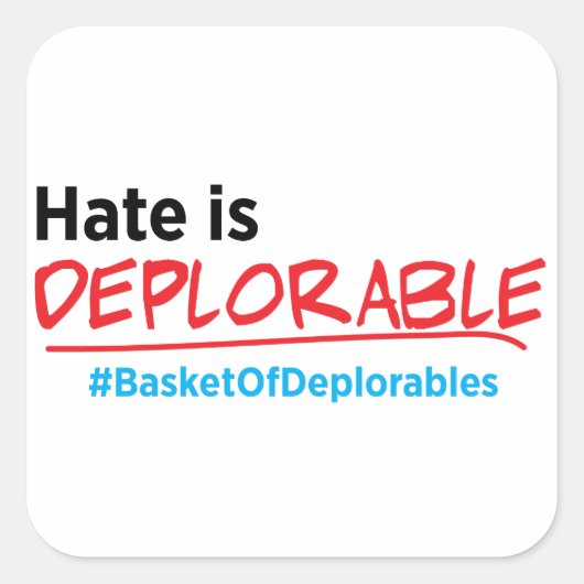 憎しみは嘆かわしい:アンチ – トランプのステッカー スクエアシール (正面)