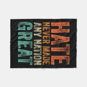 憎しみは国を潰し素晴らしたおもしろいこと無し フリースブランケット (正面(横))