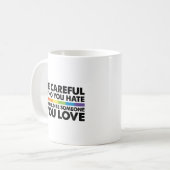 憎む相手に気をつけろ レインボー LGBT ゲイ プライド コーヒーマグカップ (正面左)