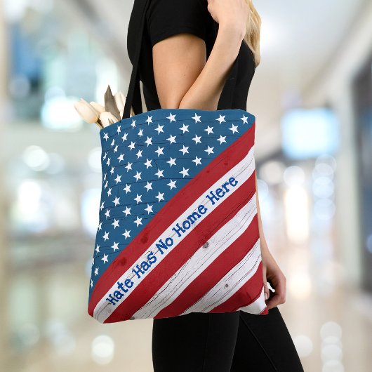 憎悪に我が家はない 米国 愛国的なフラグ トートバッグ
