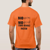 憎悪無し人種的優越感の認識度に対する恐れの立場無し Tシャツ (裏面)