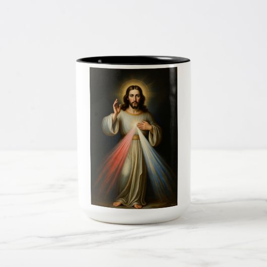 憐れみのイエス コーヒーマグ ツートーンマグカップ (中央)