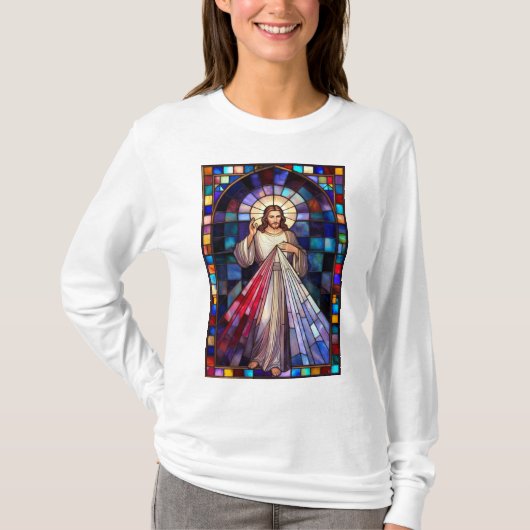 憐れみのイエス 女性用長袖Tシャツ Tシャツ (正面)
