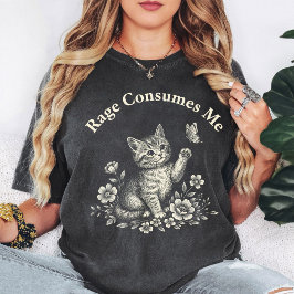 憤怒が私を蝕む かわいい子猫 蝶 花 Tシャツ
