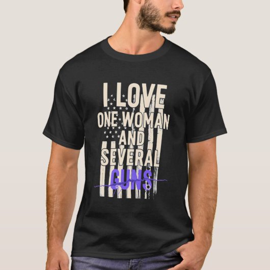 憧れの女性と数丁の銃 - ダストレス加工のレター Tシャツ (正面)