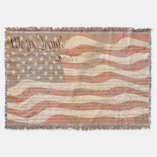 憲法とアメリカ国旗 愛国 スローブランケット (正面)