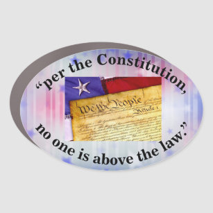 「憲法によると、誰も法を超越している者はいない。」 カーマグネット