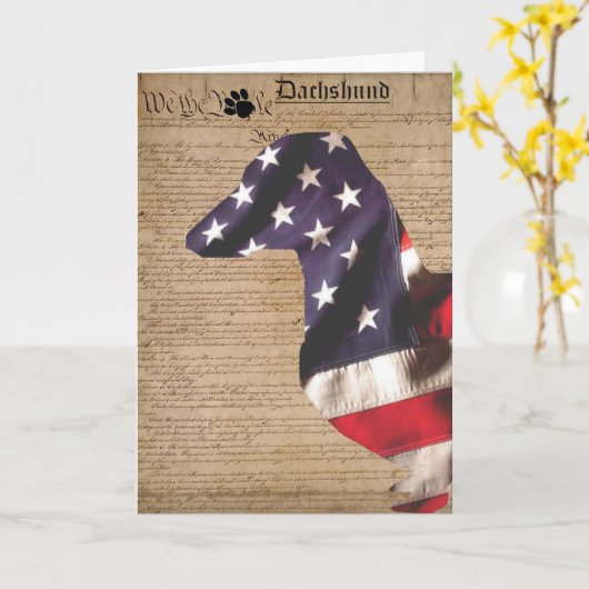 憲法のDachsundカード カード (黄色い花)
