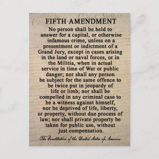 憲法修正第５条の郵便はがき ポストカード (正面)