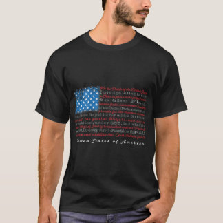 憲法前文とAの誓約を持つ米国国旗 Tシャツ