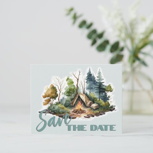 懇親会お祝い水の色のテントのお知らせ 案内ポストカード (スタンド正面)