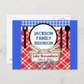 懇親会の-赤く、白く及び青のピクニックかBBQ ポストカード (正面/裏面)