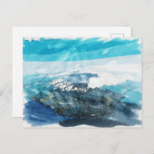 懇親会アイランドトロピカルウォーターフォールズウォーターカラーアート ポストカード (正面/裏面)