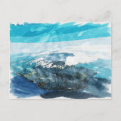 懇親会アイランドトロピカルウォーターフォールズウォーターカラーアート ポストカード (正面)