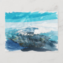 懇親会アイランドトロピカルウォーターフォールズウォーターカラーアート ポストカード