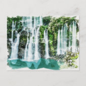 懇親会アイランドトロピカルウォーターフォールズウォーターカラーアート ポストカード (正面)