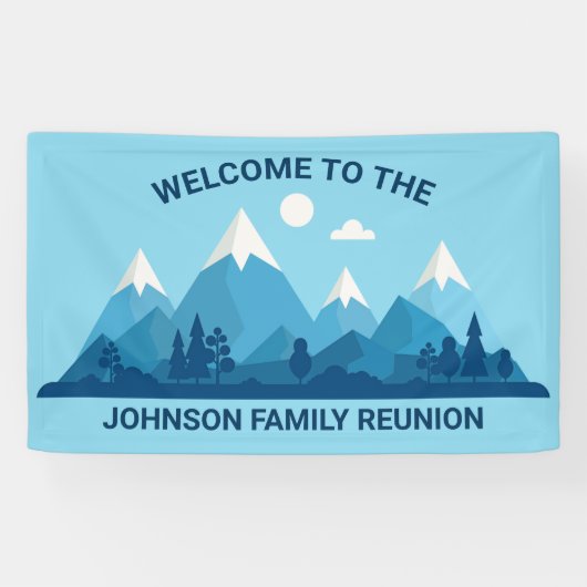 懇親会カスタムウィンターファミリーパーティーブルーマウンテン 横断幕 (横)