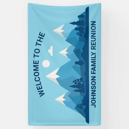 懇親会カスタムウィンターファミリーパーティーブルーマウンテン 横断幕 (縦)