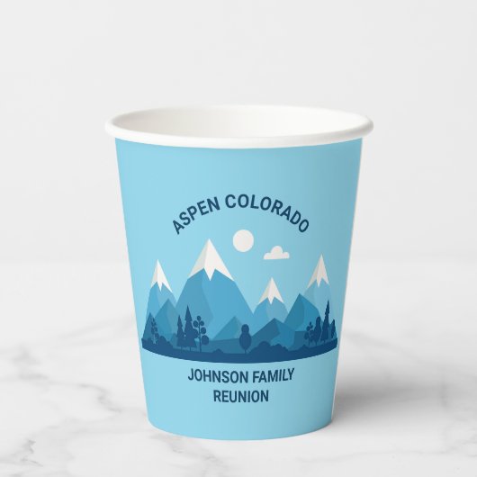 懇親会カスタムウィンターファミリーパーティーブルーマウンテン 紙コップ (裏面)