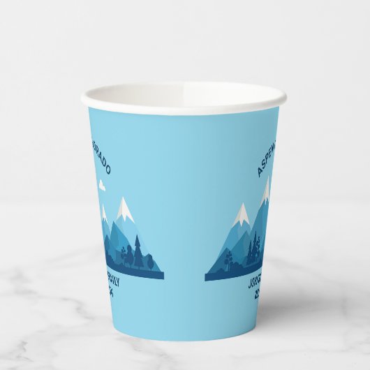 懇親会カスタムウィンターファミリーパーティーブルーマウンテン 紙コップ (左)
