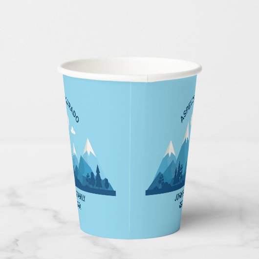 懇親会カスタムウィンターファミリーパーティーブルーマウンテン 紙コップ (右)
