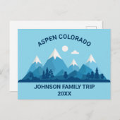 懇親会カスタムウィンターファミリーブルースノーウィーマウンテン ポストカード (正面/裏面)