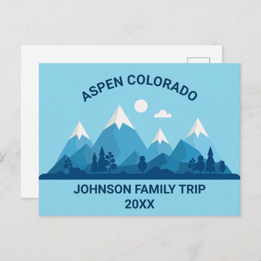 懇親会カスタムウィンターファミリーブルースノーウィーマウンテン ポストカード (正面/裏面)